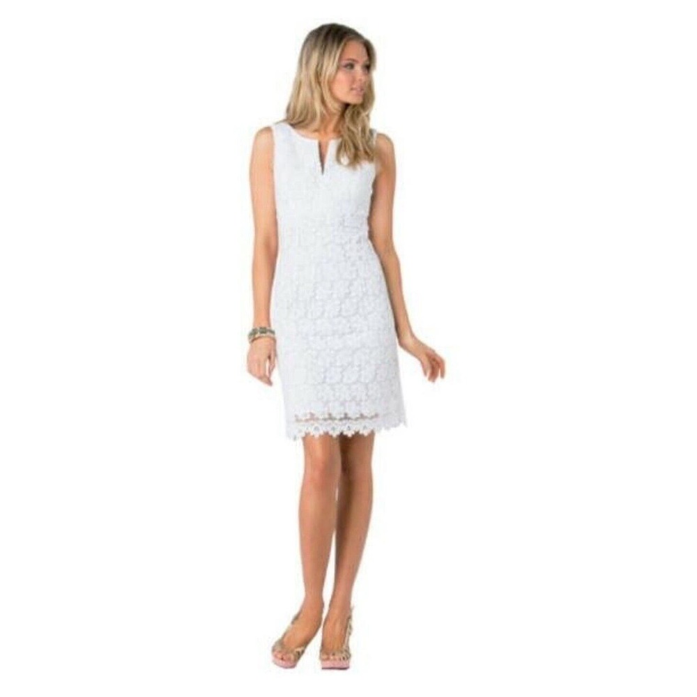 $228 Lilly Pulitzer Mini Strapless Crochet Dress Size‎ 2 White Fitted